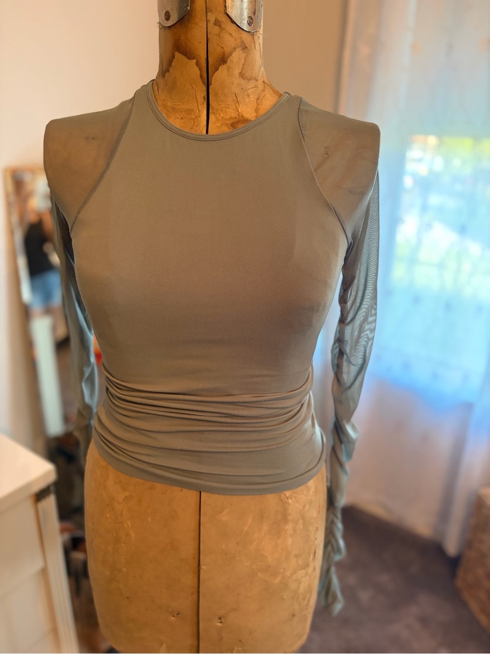 Free People Long Sleeve Top with Sheer Sleeves - Picture 4 of 8